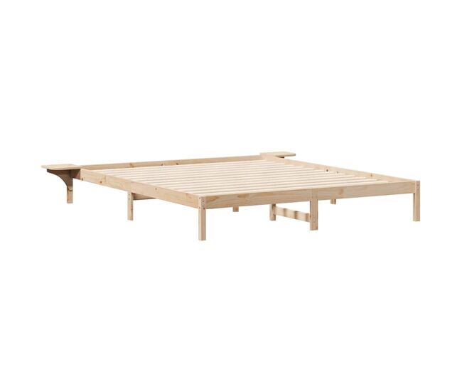 Estrutura de cama de casal moderno com mesas laterais natural 200 x 220 cm