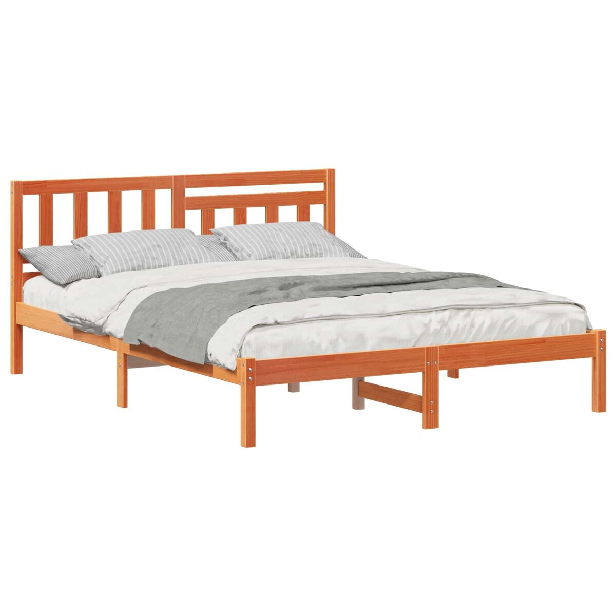 Estrutura de cama de casal simple com cabeceira - marrom cera 140 x 200 cm
