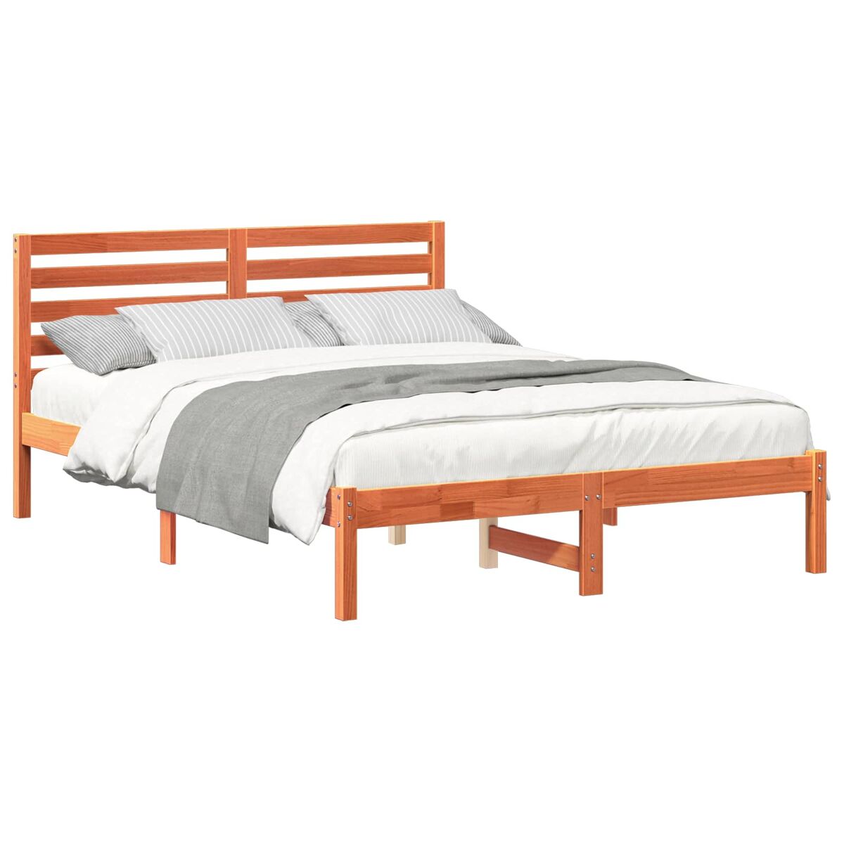 Estrutura de cama de casal simple com cabeceira - marrom cera 140 x 190 cm