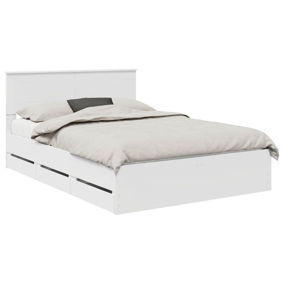 Estrutura de cama de casal moderno - branco 140 x 190 cm madeira de engenharia