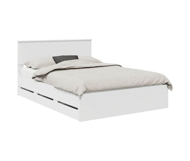 Estrutura de cama de casal moderno - branco 140 x 190 cm madeira de engenharia