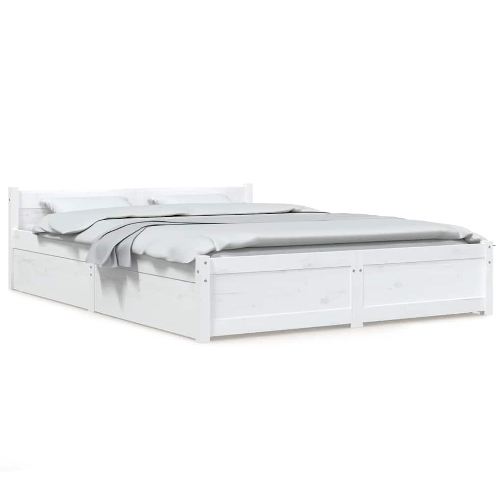 Estrutura de cama de casal moderno com gavetas - 140x200 cm branco