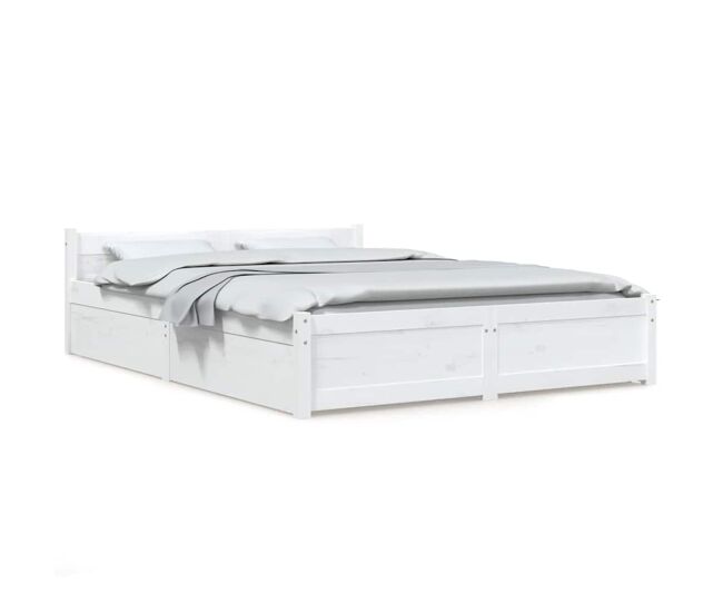 Estrutura de cama de casal moderno com gavetas - 140x200 cm branco