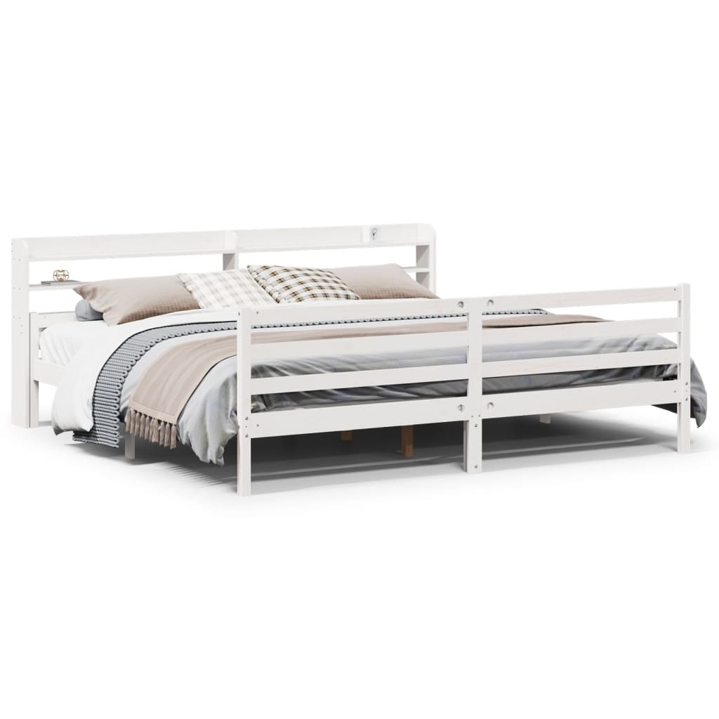 Estrutura de cama dupla para adultos c/ cabeceira - 200x200 cm branco