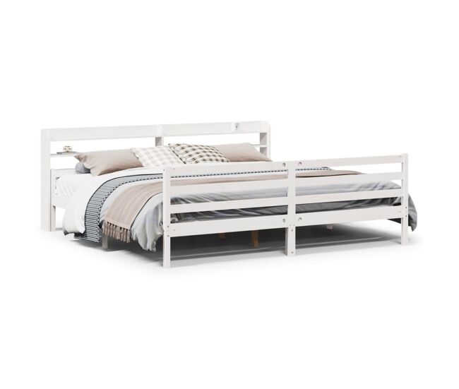 Estrutura de cama dupla para adultos c/ cabeceira - 200x200 cm branco