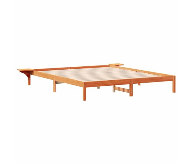 Estrutura de cama de casal moderno com mesas laterais marrom cera 180 x 210 cm