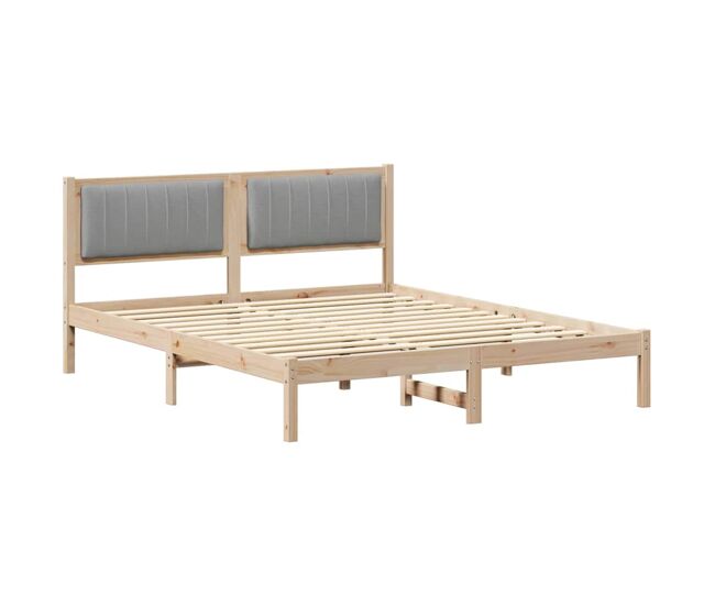 Estrutura de cama de casal moderno com cabeceira estofada cinzento-claro