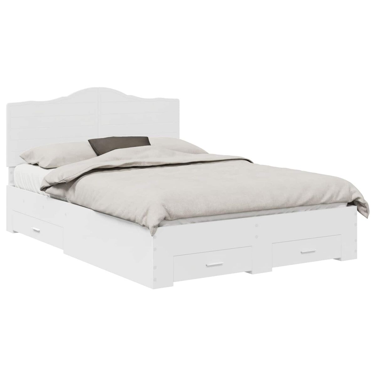 Estrutura de cama de casal moderno - branco 140 x 190 cm madeira processada