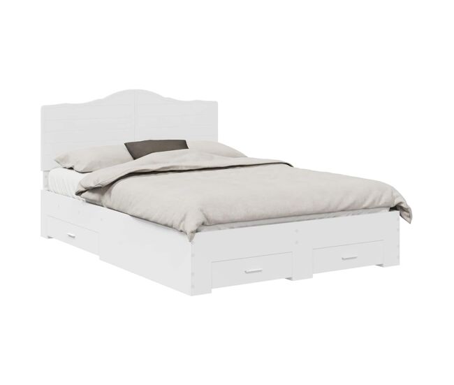 Estrutura de cama de casal moderno - branco 140 x 190 cm madeira processada