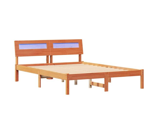 Estrutura de cama de casal simple com cabeceira - marrom cera 140 x 190 cm