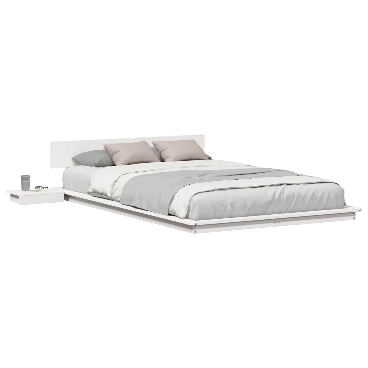 Estrutura da cama de casal simple com cabeceira castanho 135 x 190 cm madeira