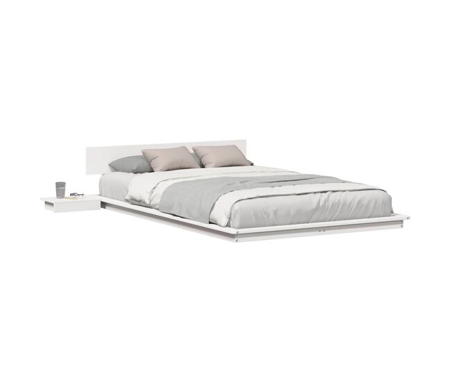 Estrutura da cama de casal simple com cabeceira castanho 135 x 190 cm madeira