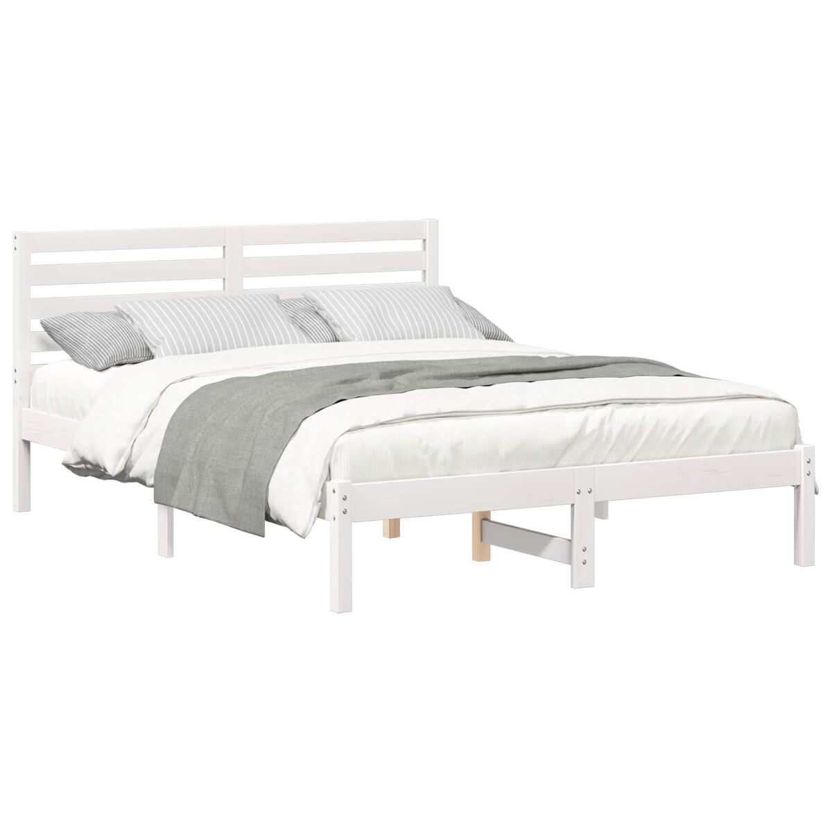 Estrutura da cama de casal simple com cabeceira branco 135 x 190 cm