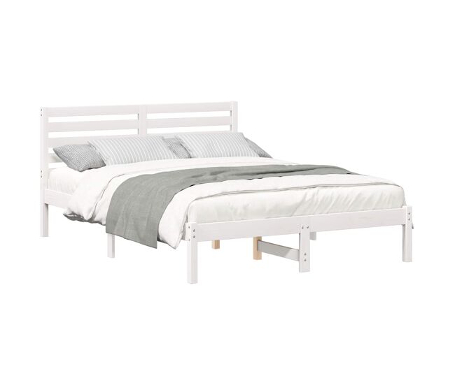Estrutura da cama de casal simple com cabeceira branco 135 x 190 cm