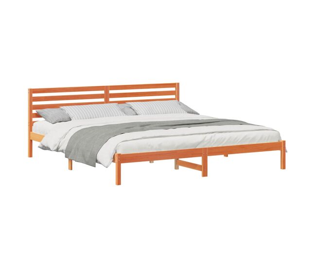 Estrutura de cama de casal simple com cabeceira - marrom cera 200 x 220 cm