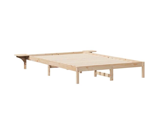Estrutura de cama de casal moderno com mesas laterais natural 160 x 220 cm