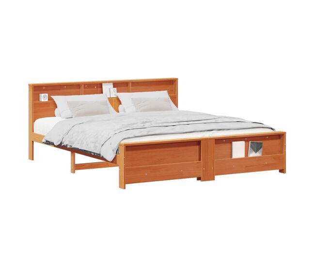 Estrutura de cama de casal king size - marrom cera 180 x 200 cm madeira processada