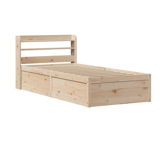 Estrutura de cama de solteiro para adultos com cabeceira 90x190 cm pinho maciço