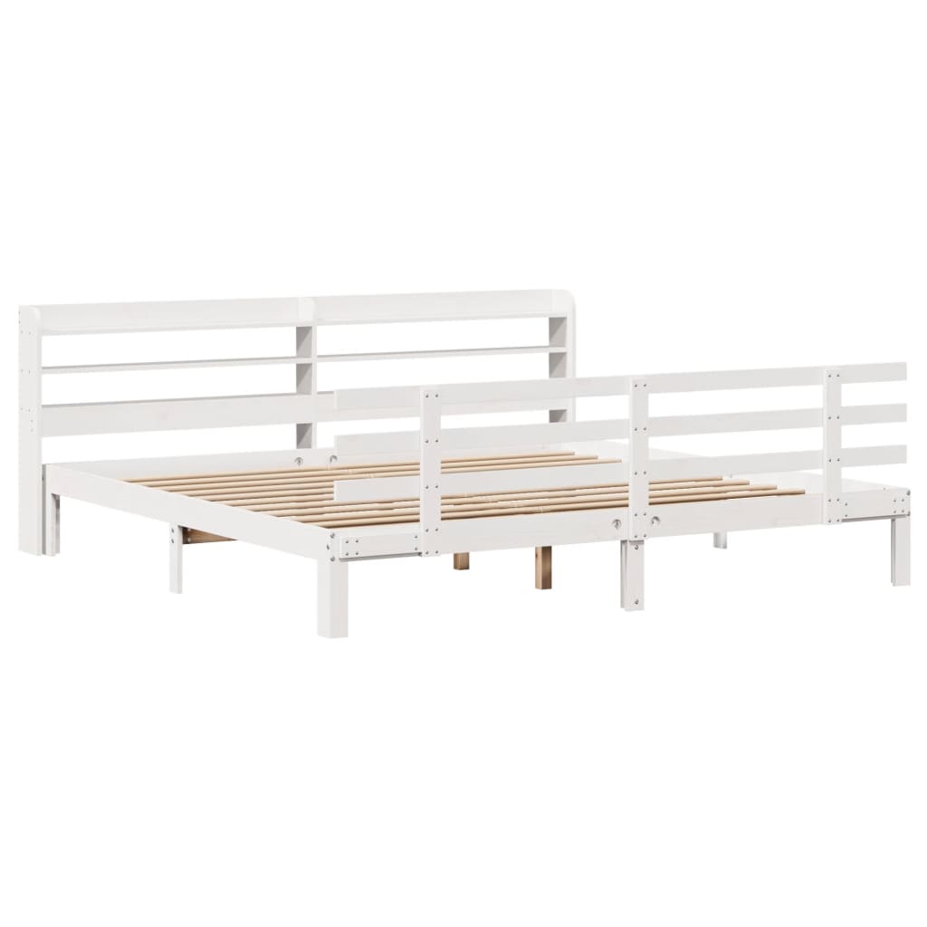 Estrutura de cama dupla para adultos c/ cabeceira - 200x200 cm branco