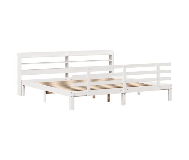 Estrutura de cama dupla para adultos c/ cabeceira - 200x200 cm branco