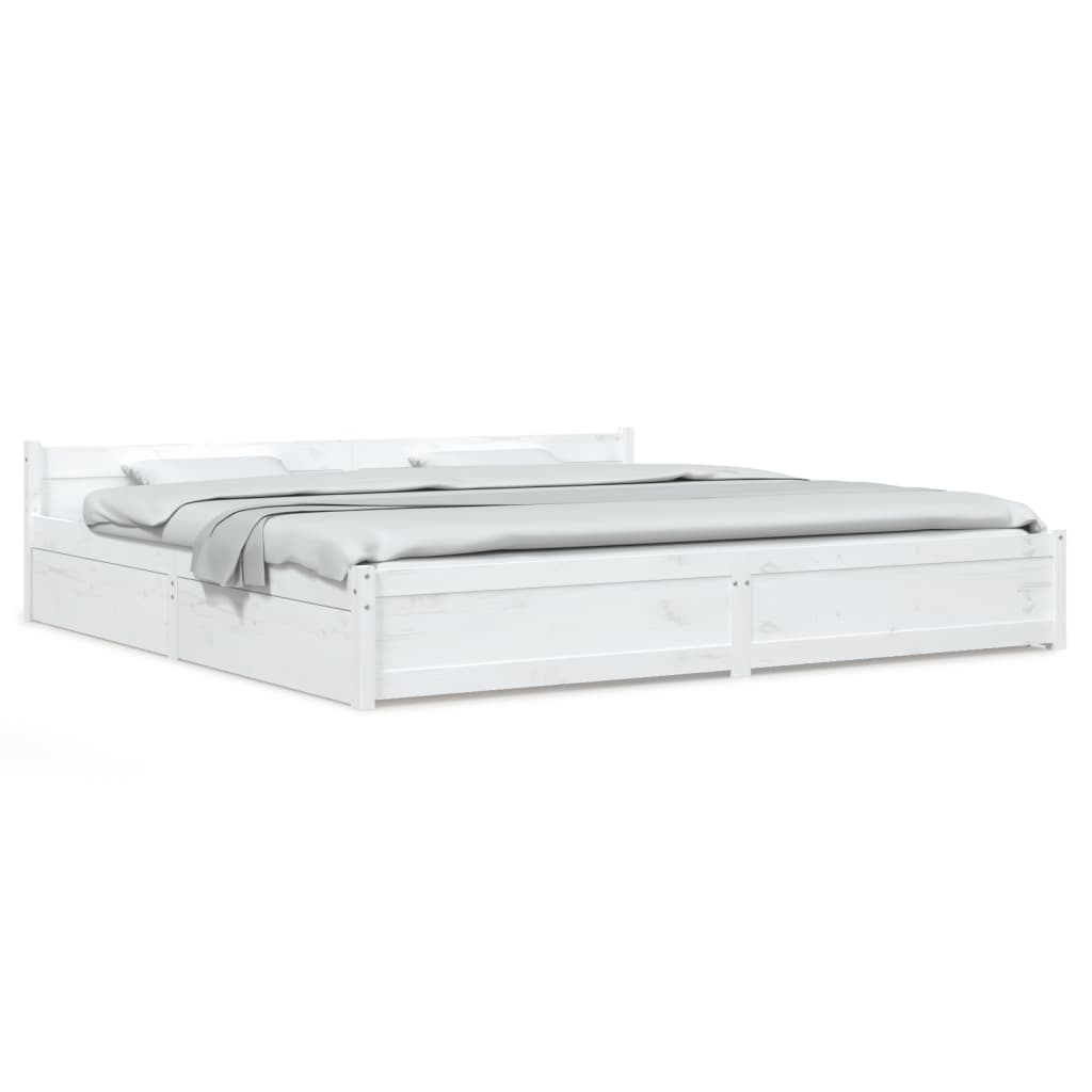 Estrutura cama de casal moderno c/ gavetas - 180x200 cm tamanho super king branco