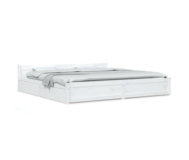 Estrutura cama de casal moderno c/ gavetas - 180x200 cm tamanho super king branco
