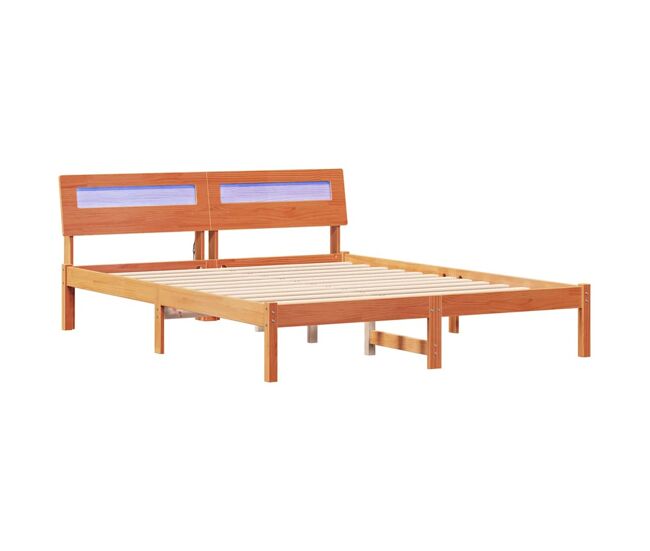 Estrutura de cama de casal simple com cabeceira - marrom cera 160 x 200 cm
