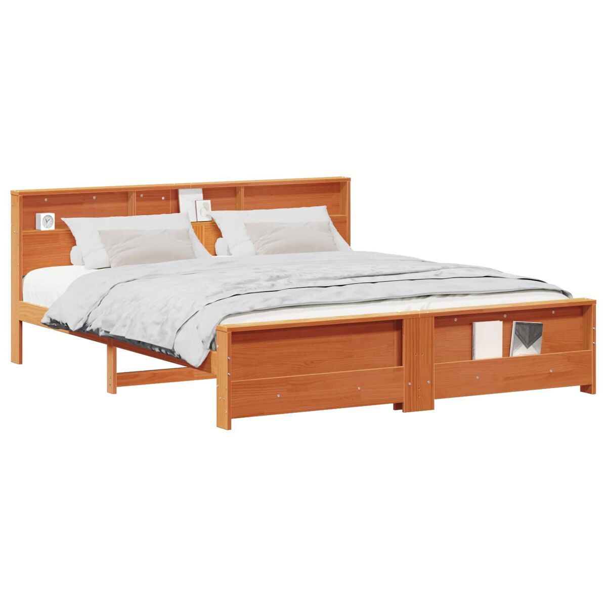 Estrutura de cama de casal king size - marrom cera 200 x 200 cm madeira processada