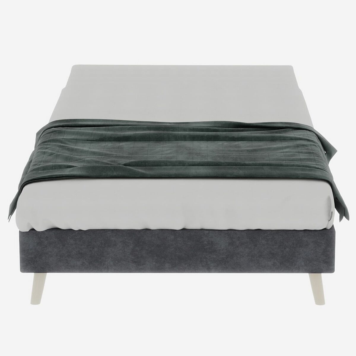 Cama minimalista 90x200 - base baixa, estilo moderno, veludo holandês - gris