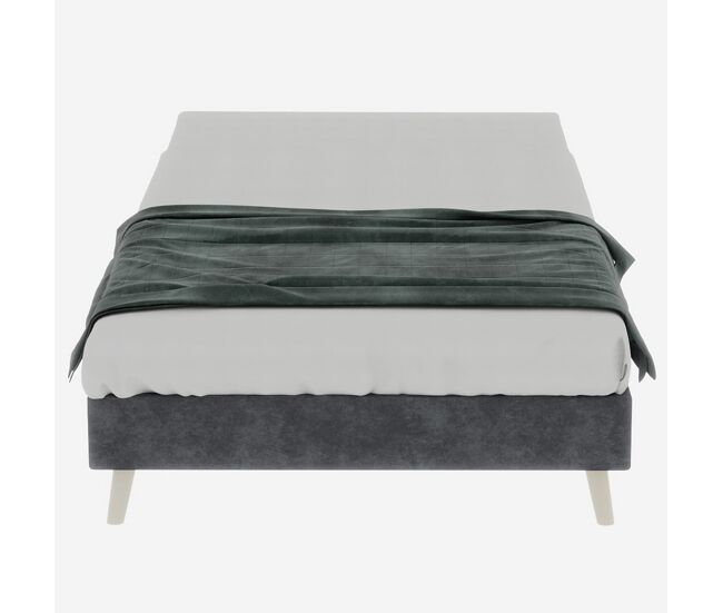 Cama minimalista 90x200 - base baixa, estilo moderno, veludo holandês - gris