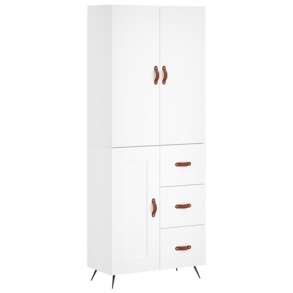 Armário alto - bufete - móvel de apoio 69,5x34x180 cm derivados de madeira branco pt664