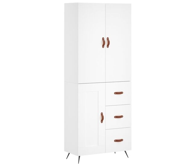 Armário alto - bufete - móvel de apoio 69,5x34x180 cm derivados de madeira branco pt664