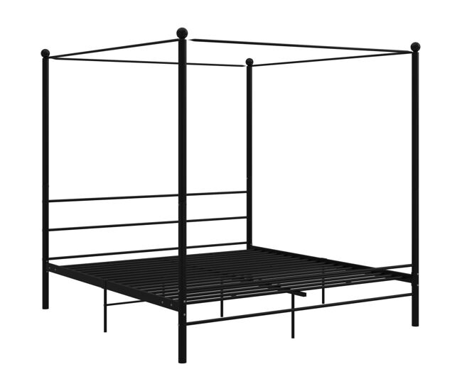 Estrutura de cama de casal simple de casal simple - dossel 180x200 cm metal preto