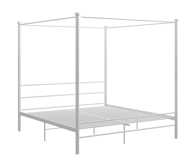 Estrutura de cama de casal simple com dossel 180x200 cm metal branco