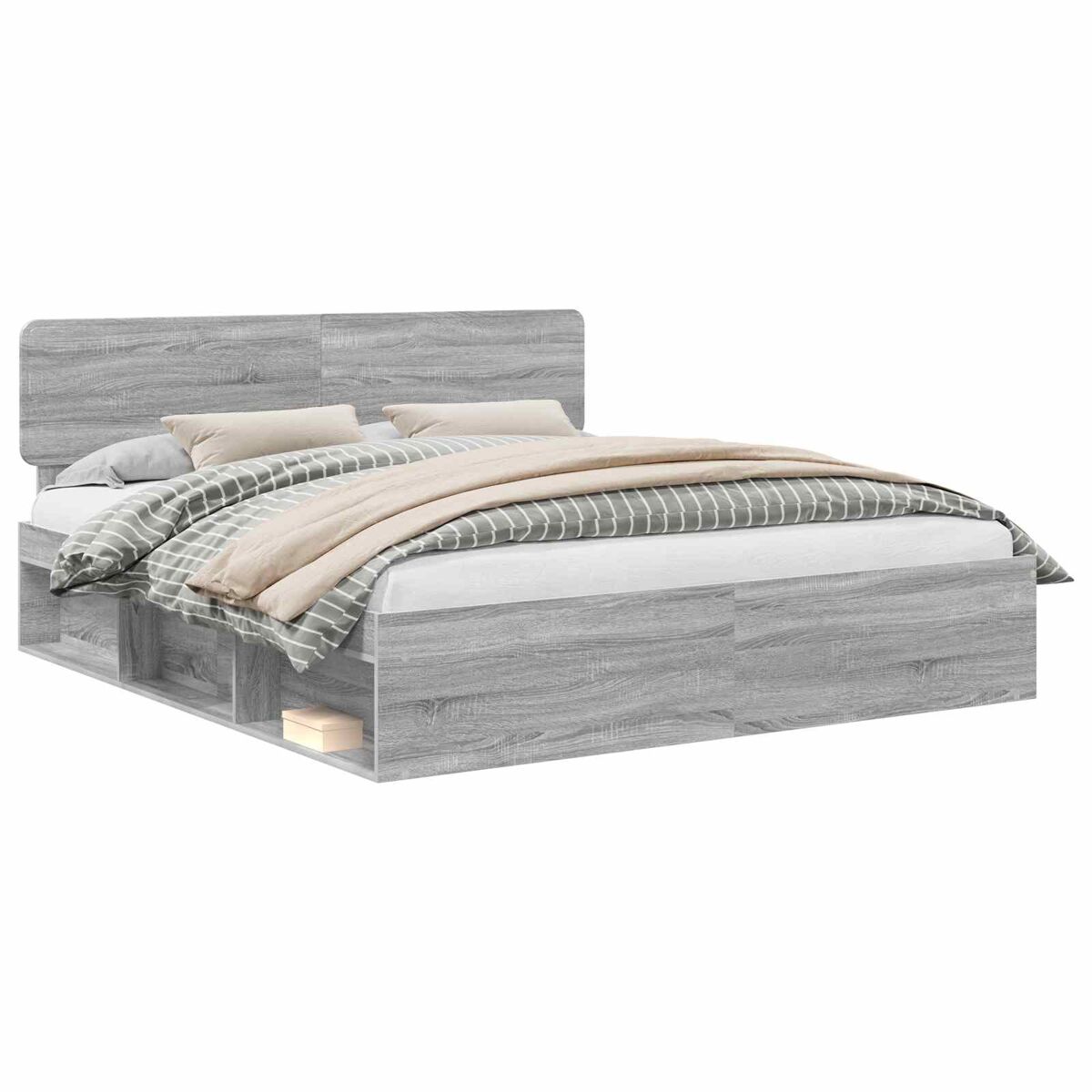 Estrutura da cama de casal simple com cabeceira cinza sonoma 180 x 200 cm