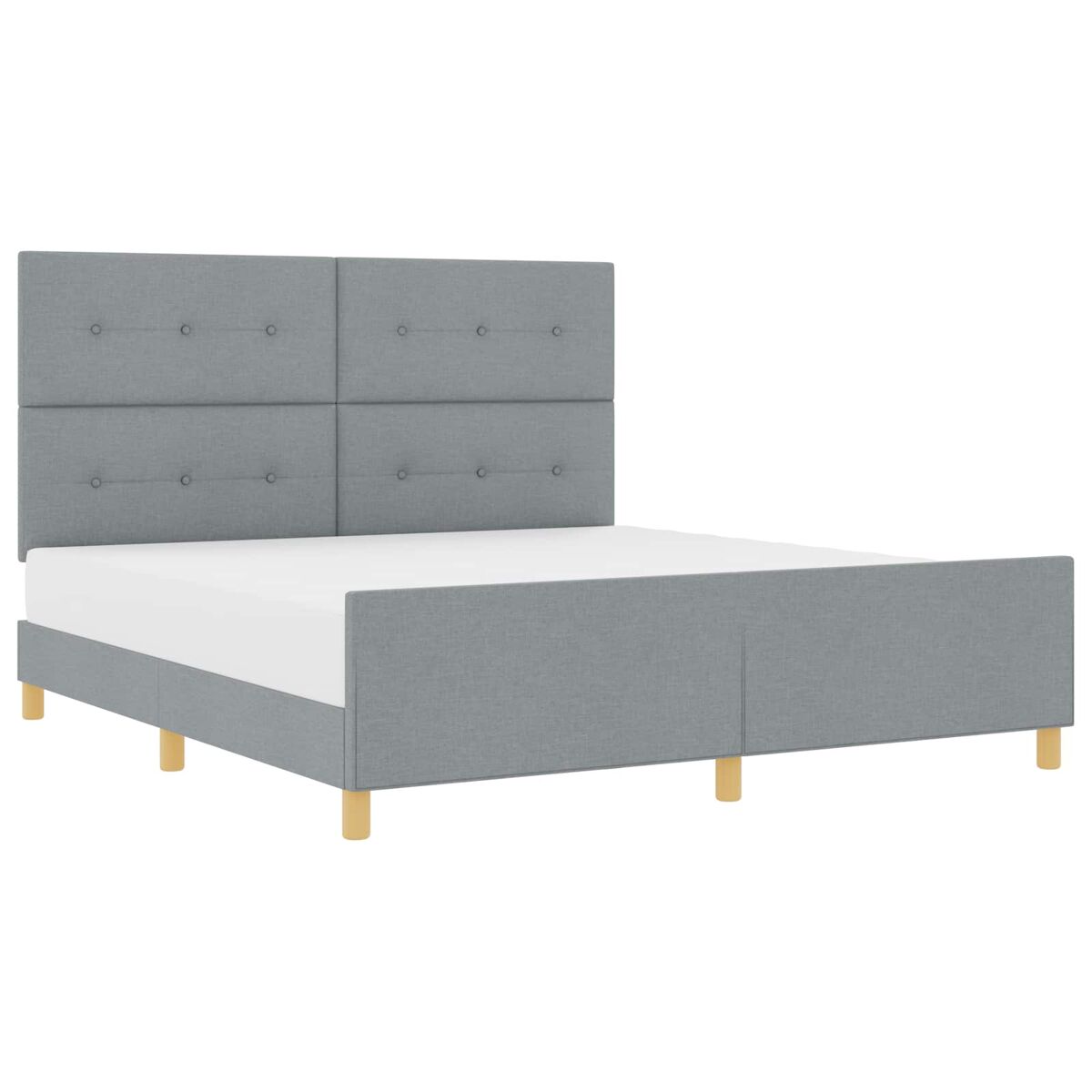 Estrutura de cama de casal simple king size - cinzento-claro 180 x 200 cm tecido