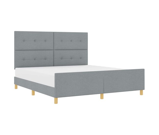 Estrutura de cama de casal simple king size - cinzento-claro 180 x 200 cm tecido