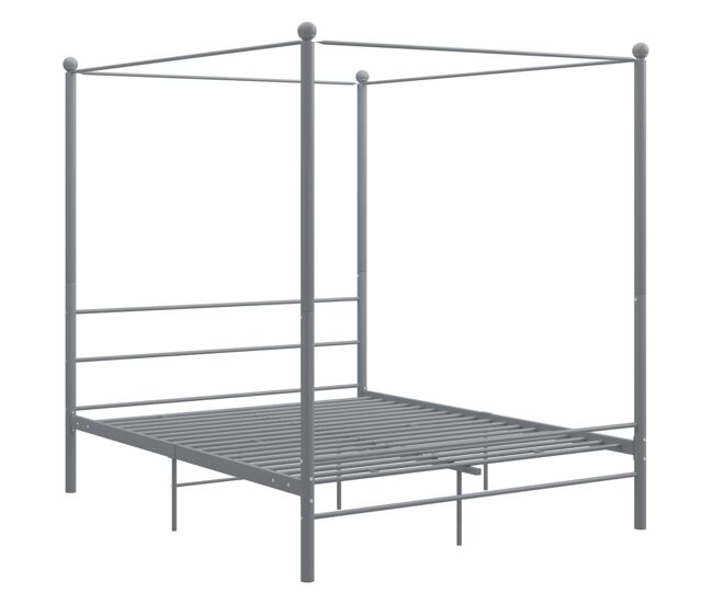 Estrutura de cama de casal simple com dossel 160x200 cm metal cinzento