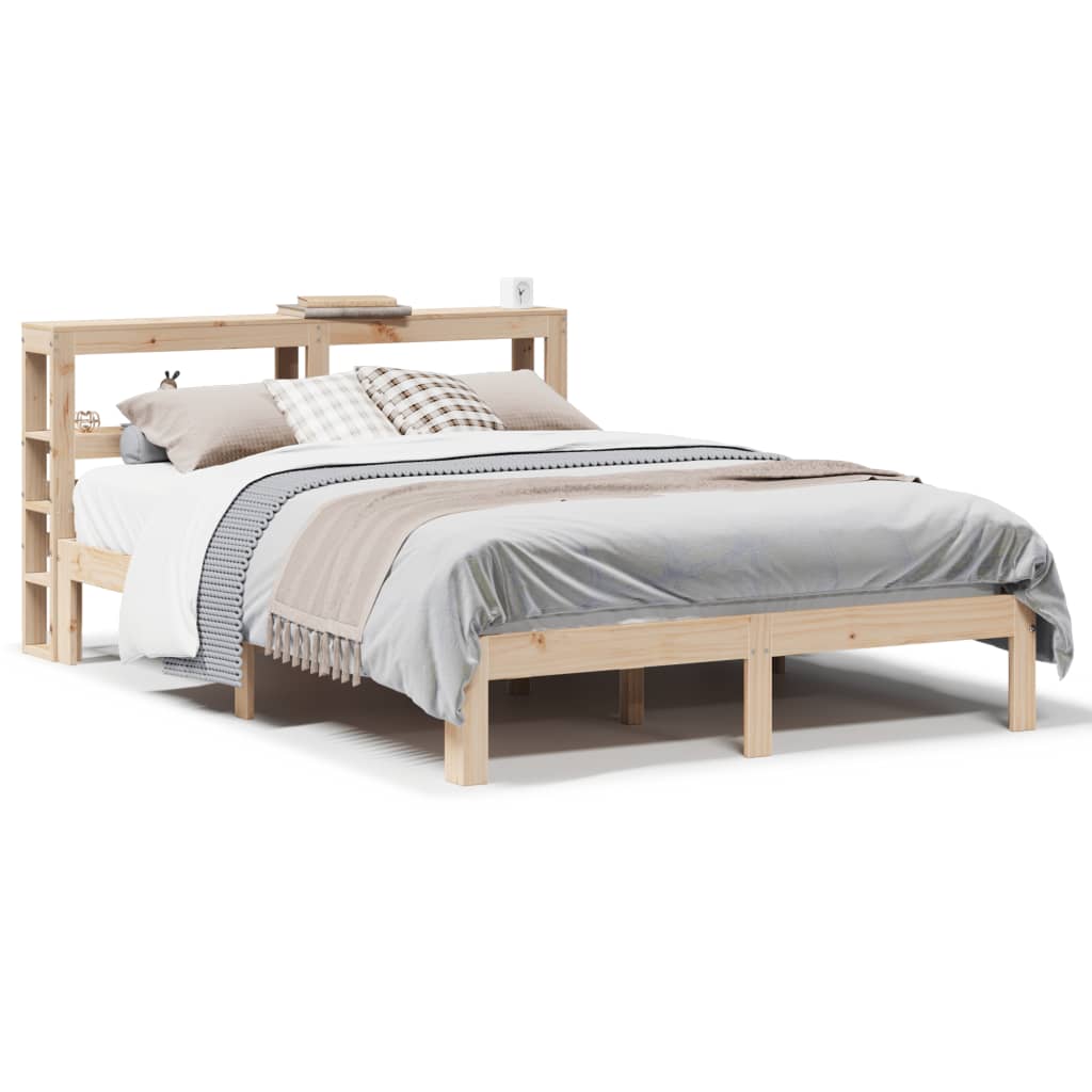 Estrutura de cama de casal simple com cabeceira 160x200 cm pinho maciço