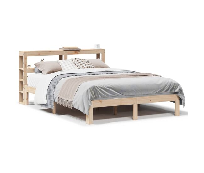 Estrutura de cama de casal simple com cabeceira 160x200 cm pinho maciço