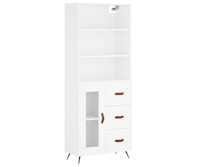 Armário alto - bufete - móvel de apoio 69,5x34x180 cm derivados de madeira branco pt636
