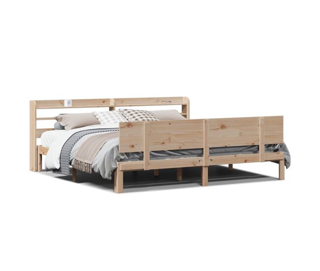 Estrutura de cama de casal moderno com cabeceira 200x200 cm pinho maciço