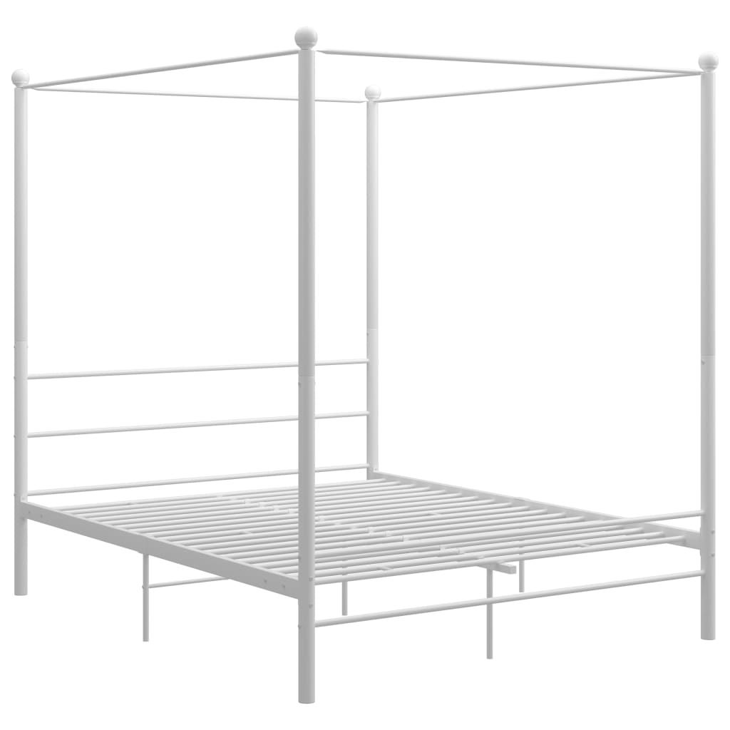 Estrutura de cama de casal simple - dossel 160x200 cm metal branco