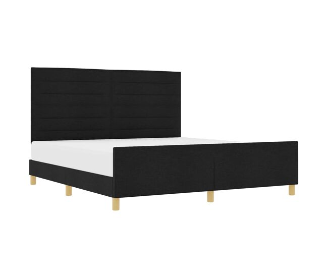 Estrutura de cama de casal com cabeceira - preto 180 x 200 cm tecido