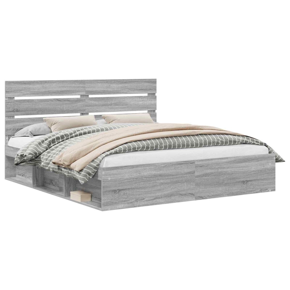 Estrutura da cama de casal simple com cabeceira cinza sonoma 180 x 200 cm