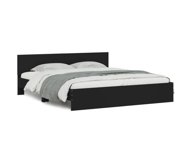Estrutura de cama de casal para adultos com cabeceira 160x200 cm preto