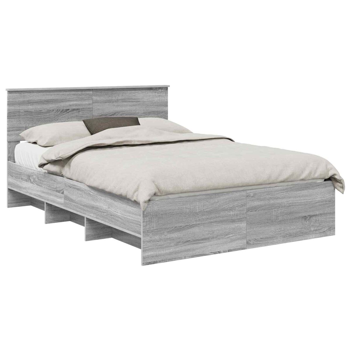 Estrutura de cama de casal moderno - cinza sonoma 160 x 200 cm madeira processada