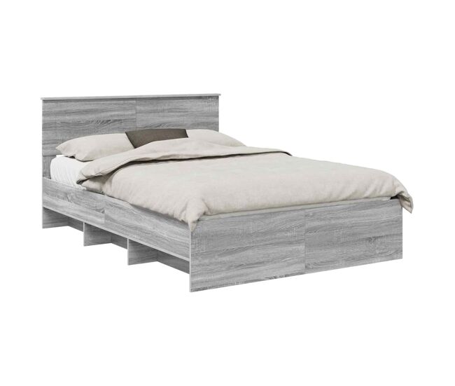 Estrutura de cama de casal moderno - cinza sonoma 160 x 200 cm madeira processada
