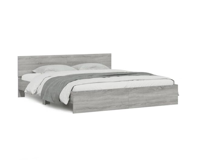 Estrutura de cama de casal moderno com cabeceira 160x200 cm cinzento sonoma