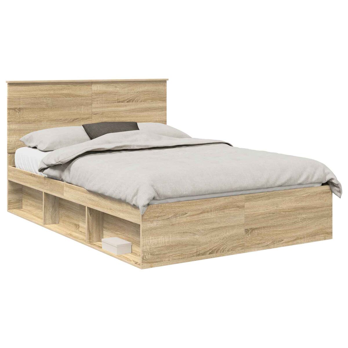 Estrutura da cama de casal moderno com cabeceira carvalho sonoma 150 x 200 cm